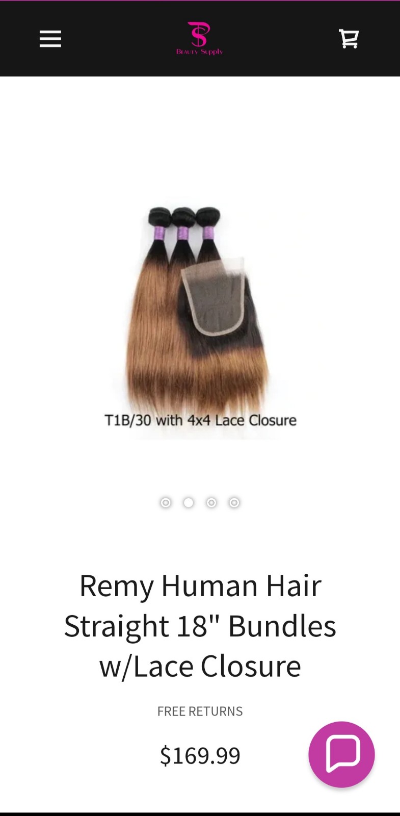 Remy Human Hair Straight 18 Bundles w/Lace Closure