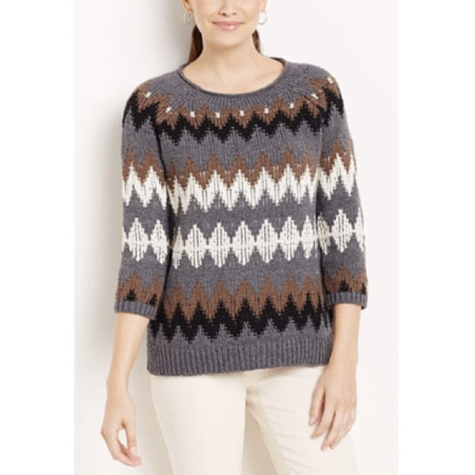 Calypso St Barth 100% wool chevron knit Fair isle nordic sweater size medium