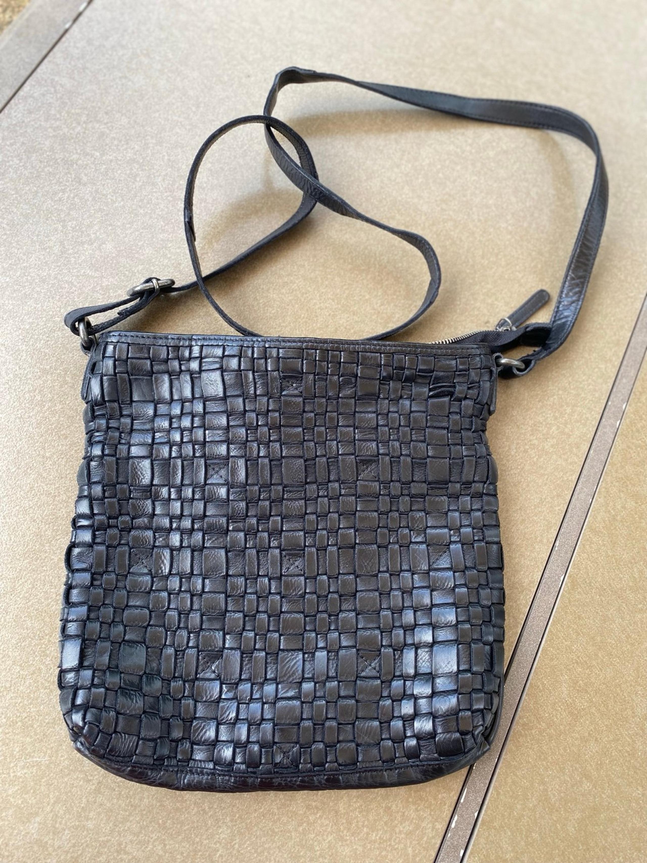 Anthropologie Vilenca Holland Black Woven Leather Crossbody Shoulder Bag