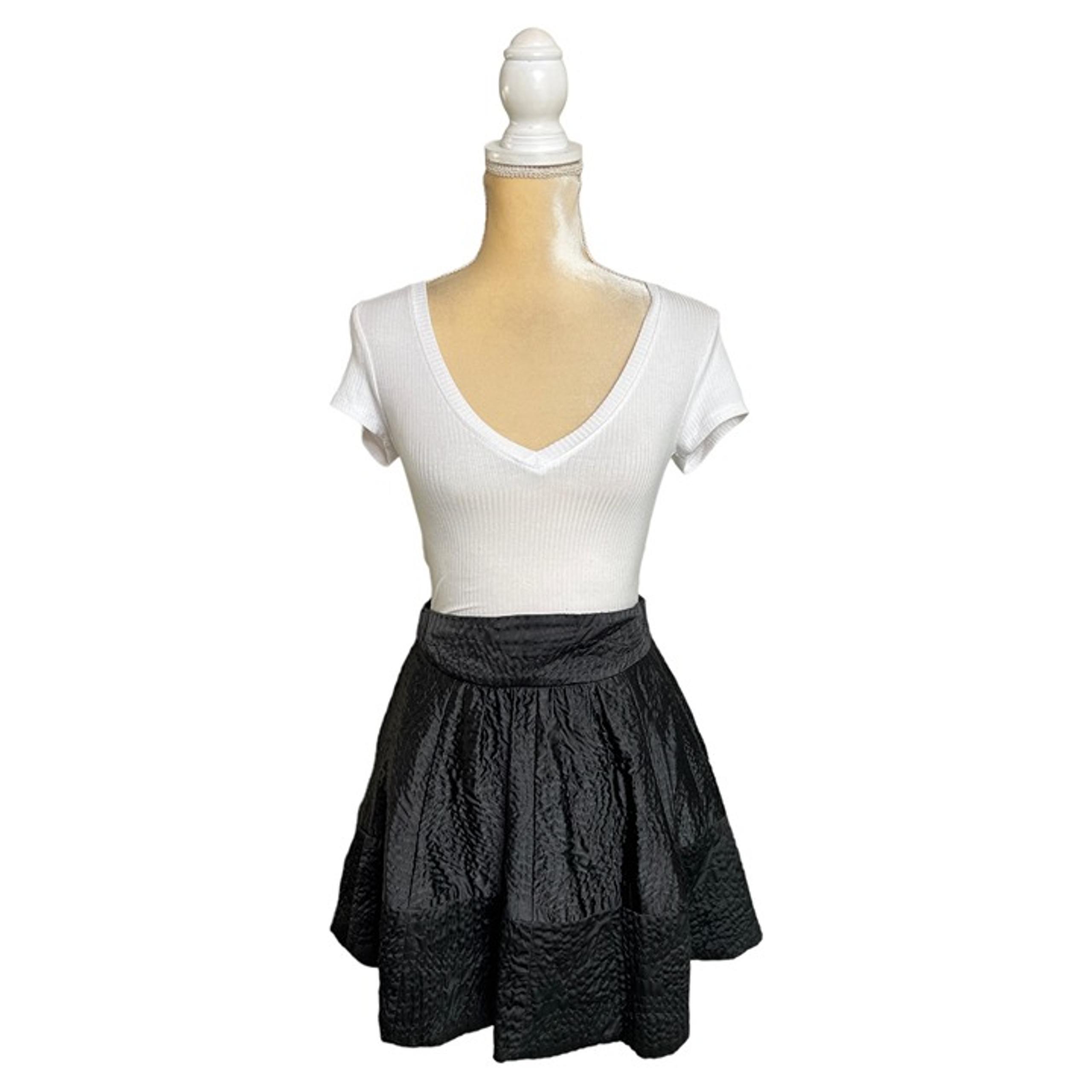 L'Agence Quilted Mini Skirt Size 4 Black Satin