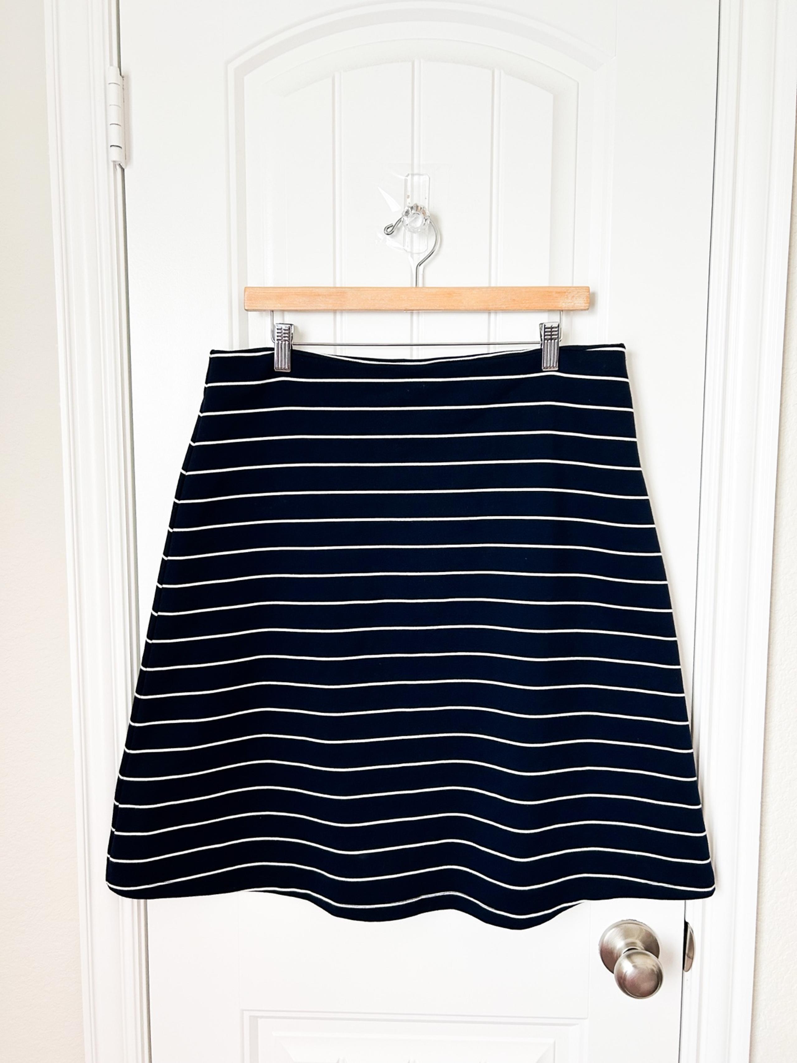 Philosophy Navy and White Striped A-Line Skirt Size Large