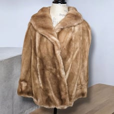 Tissavel France Tan Faux Fur Shawl - OS