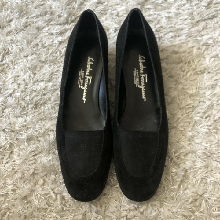 Salvatore Ferragamo Black Suede Leather Womens Driving Loafers Shoes Size 9 M