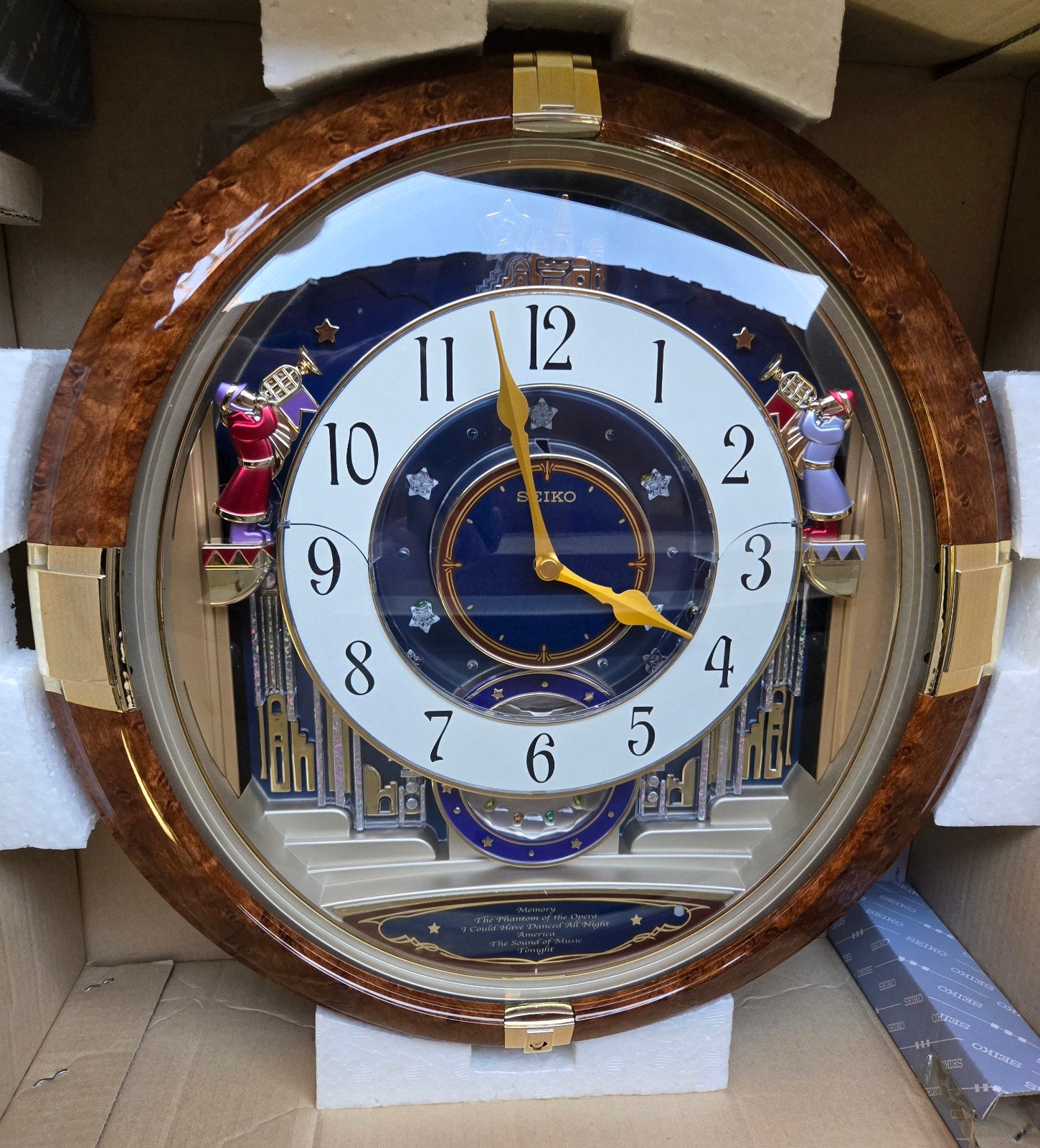 Seiko Melodies in Motion Wall Clock QXM128BRH Phantom of the Opera