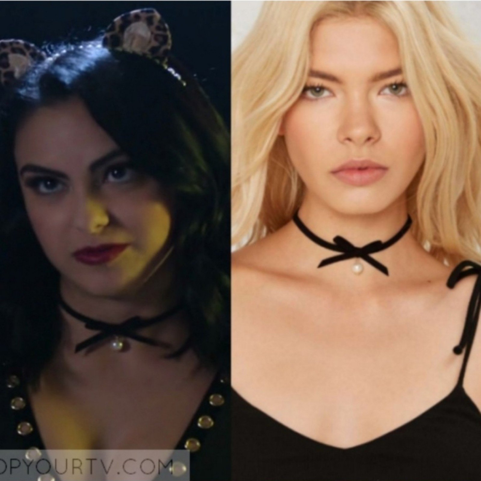 ASO Riverdale Veronica Lodge Black Bow Pearl Choker Necklace
