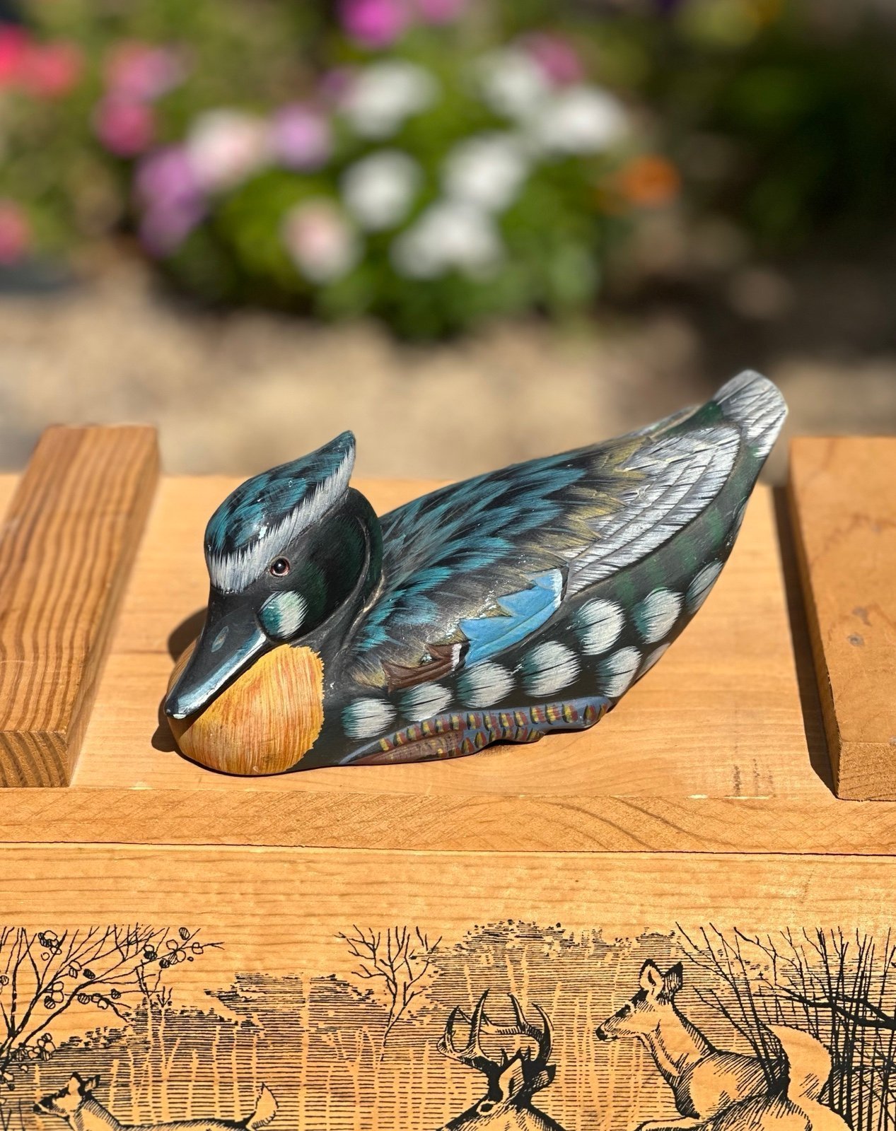 Vintage Hand Carved & Painted Wooden Duck