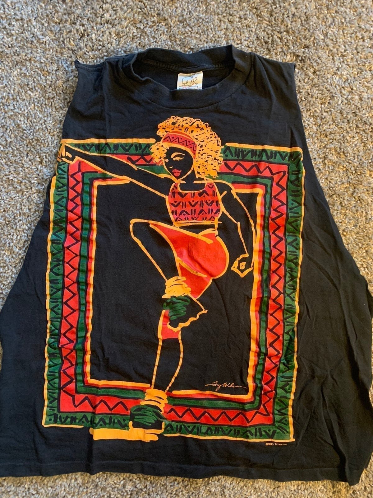 RARE Ty Wilson Vintage 1993 Art Tank Top - Sleeveless 90s Retro Rasta Colors