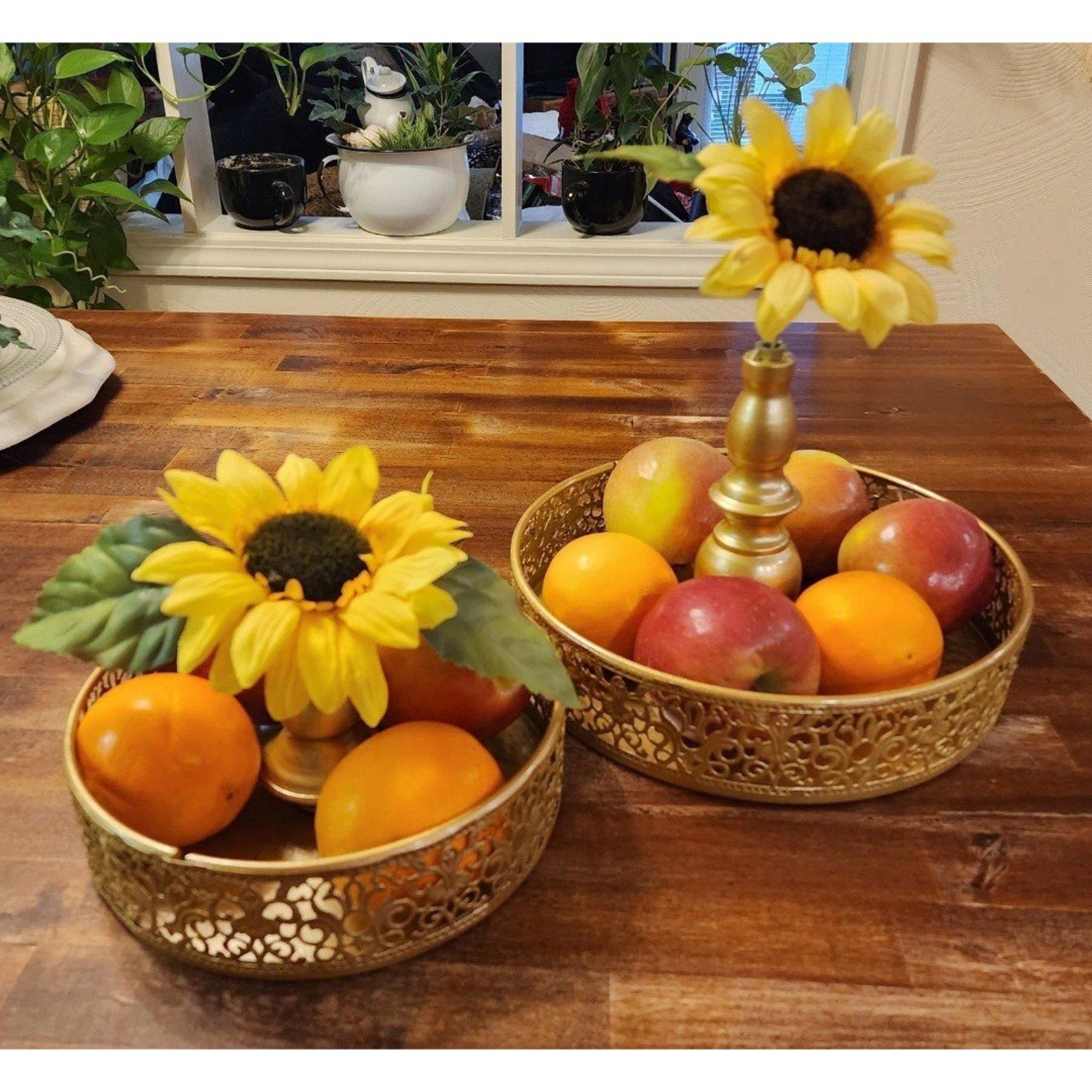 Set of 2 Gold Metal Round Cake Stands (Cake, Dessert, Candy Display)