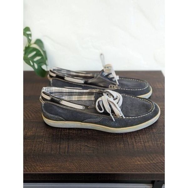 Clarks Men's Jax Blue and Gray Suede Lace-Up Boat Shoes - Size 9.5