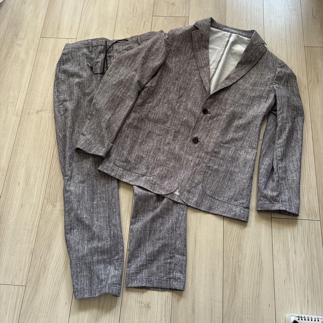 Pajama Suit Jacket & Pants Set, Gray, Stretch, Spring/Summer