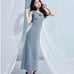 Darich Cut Denim Long Dress