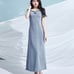 Darich Cut Denim Long Dress