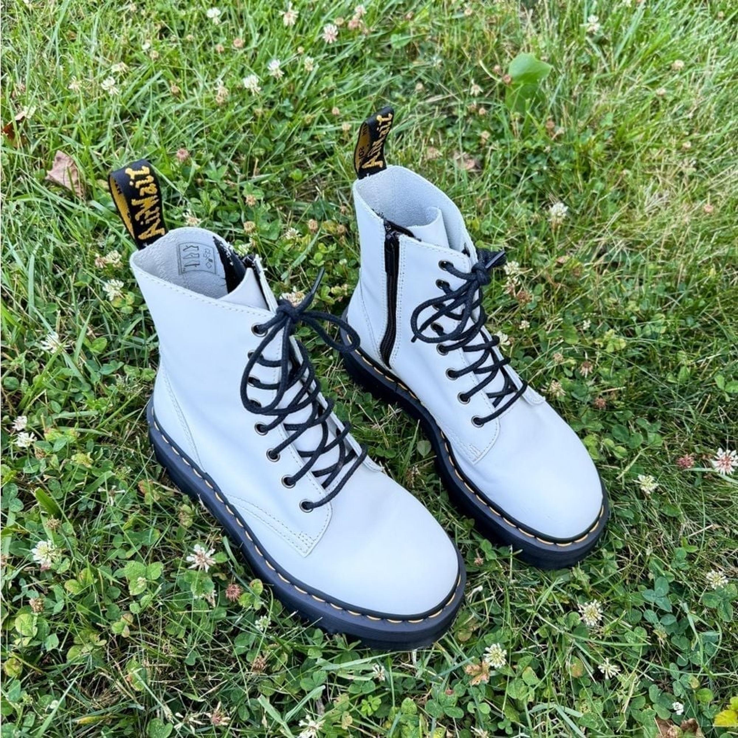 Dr. Martens Platform Jadon White  Combat Boots Women's Size 8