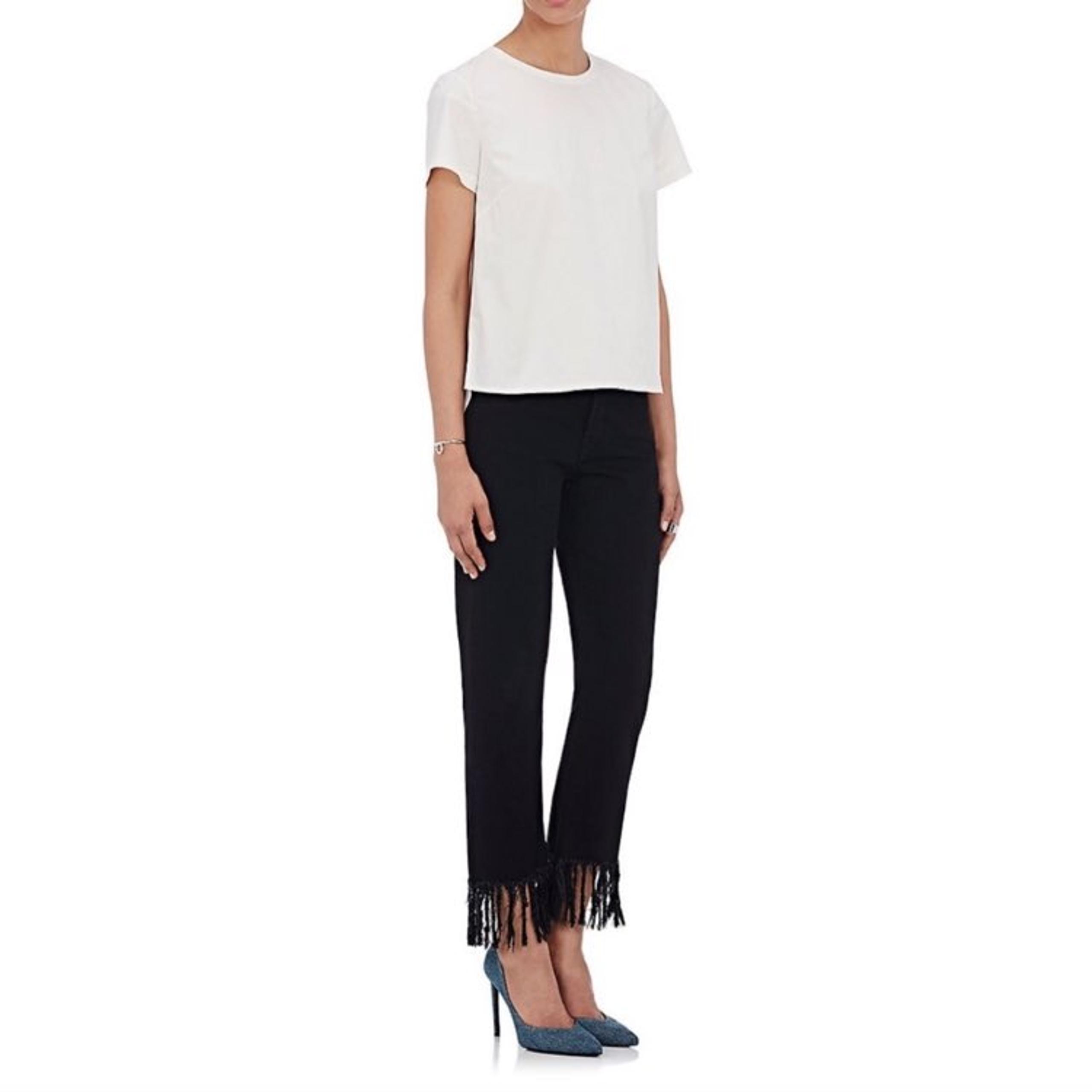 $265 3X1 Frayed-Hem Straight Crop Jeans