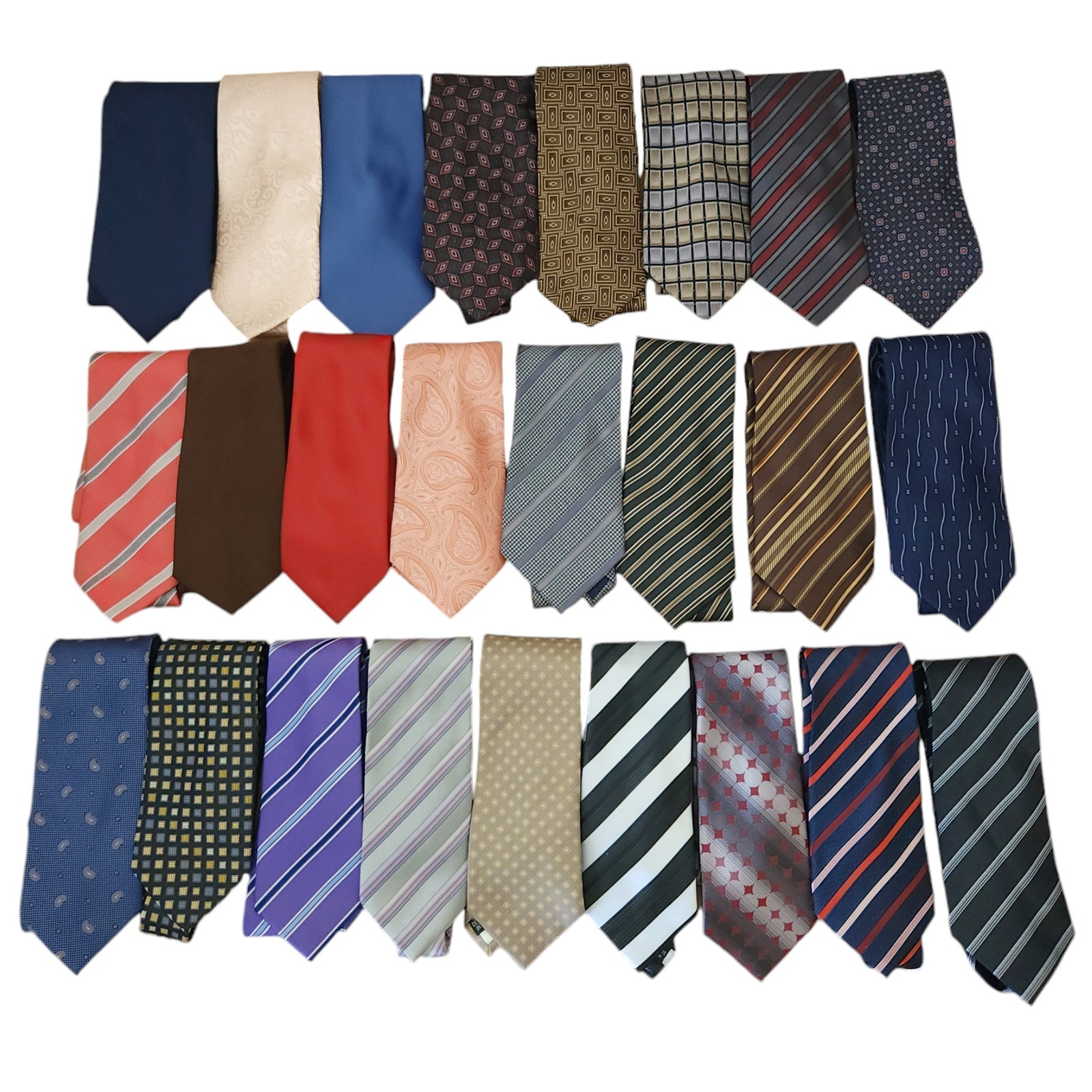 25 pc lot men's neck ties bundle Angelo Rossi Stafford Geoffrey Beene Van Heusen