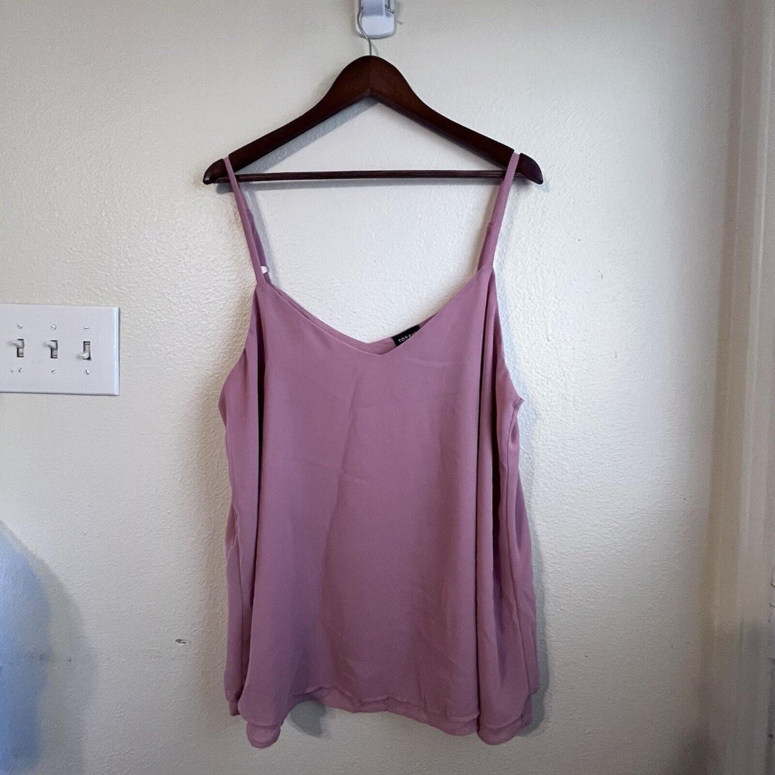 Torrid Plus Camisole Tank Top Pink/Rust V Neck Adjustable Straps Woman's Sz 1x