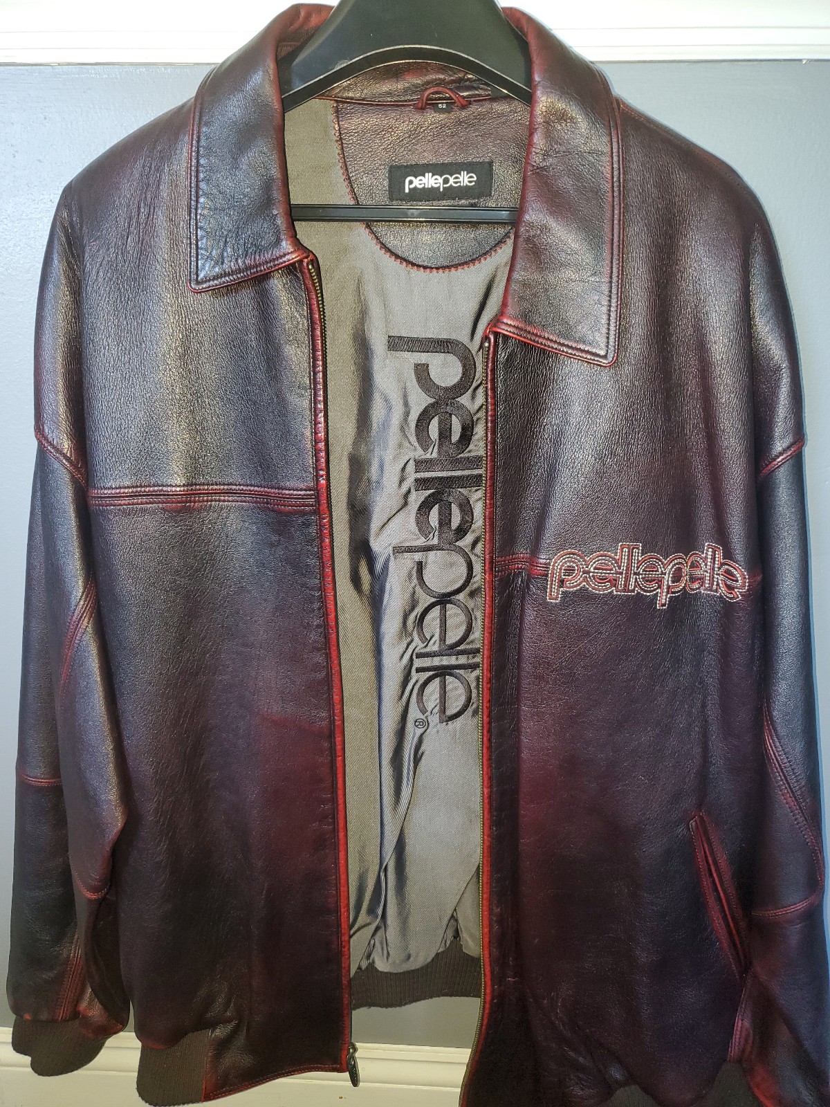 Burgundy Pelle Pelle Leather Coat