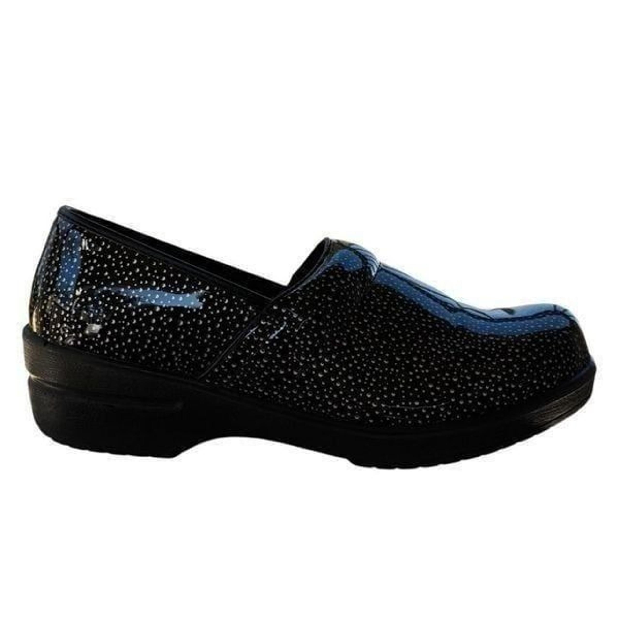 New Savvy Black Silver Polka Dots Slip Resistant Clogs Shoes Nurse Size 10 Light
