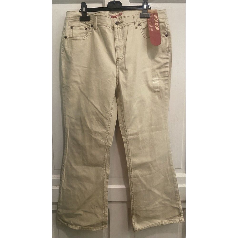 Faded Glory Boot Cut Khaki Jeans Pants Women's Size 14 Petite Stretch Jeans NWT