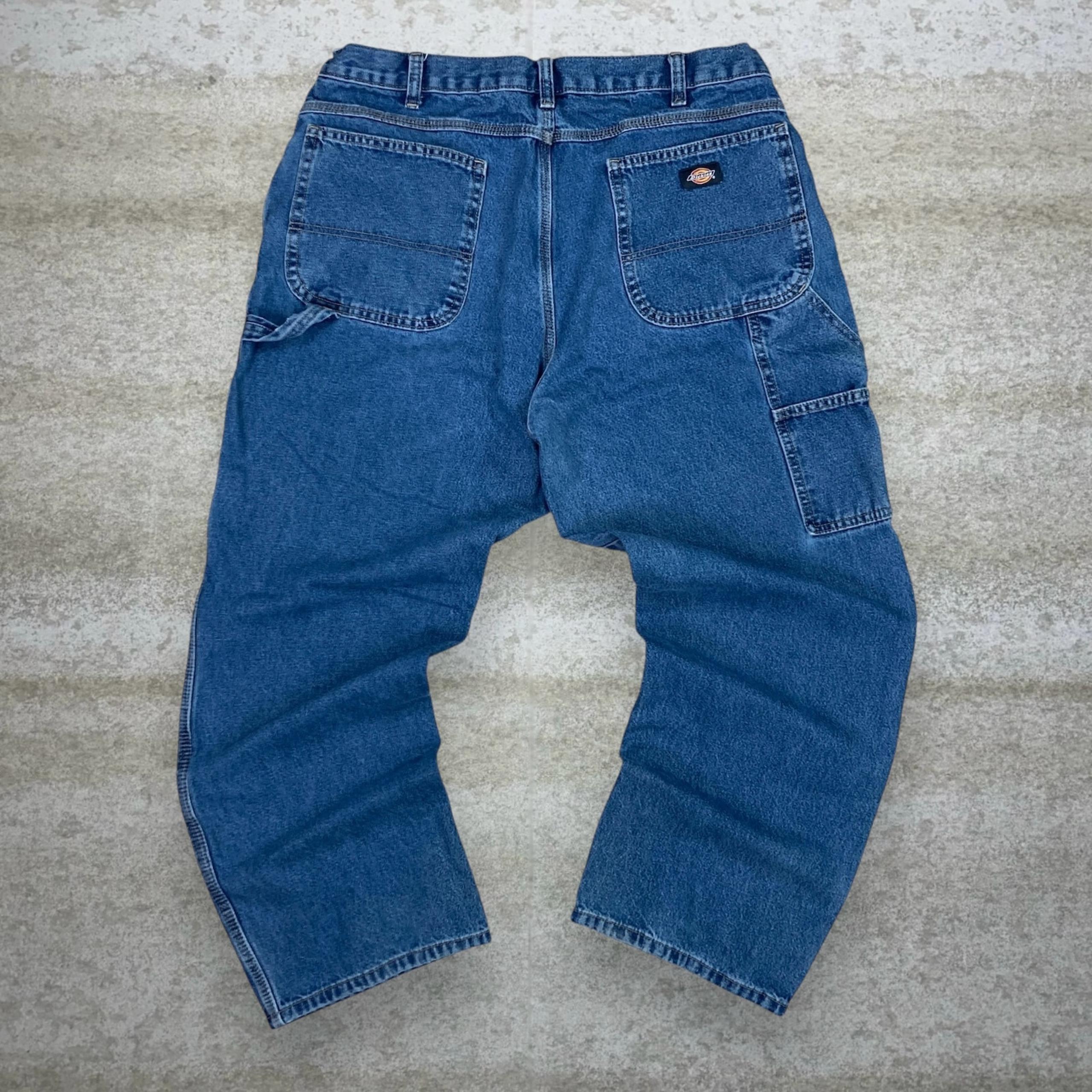 Vintage Dickies Carpenter Jeans Baggy Wide Leg Fit Medium Wash Denim 90s