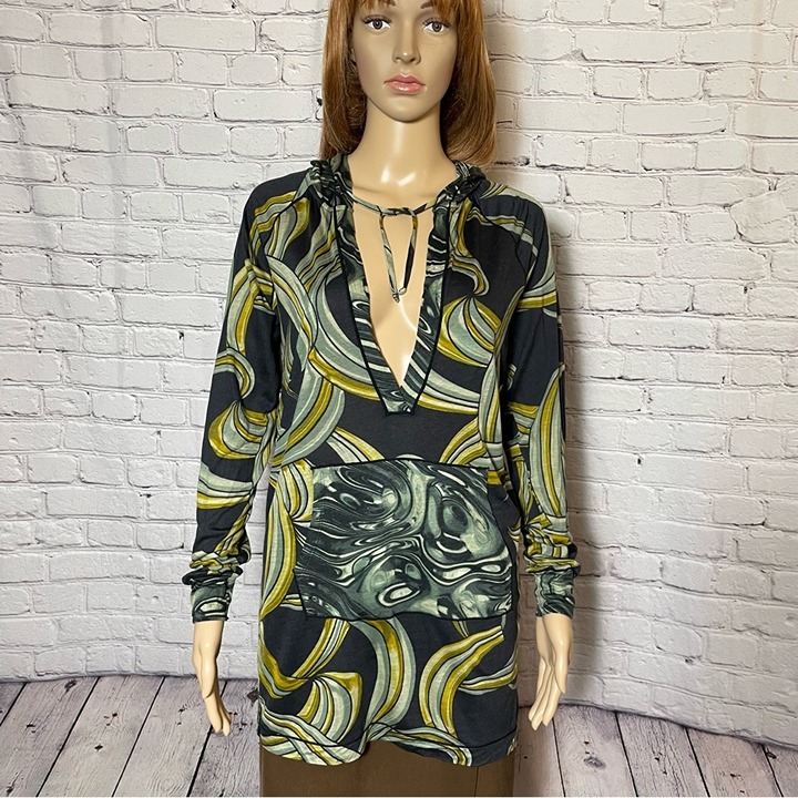 Custo Barcelona V-Neck Kangaroo Pocket Hoodie Tunic Size S