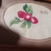 Vintage cross stitch cross pattern apple needle point work with old frame