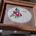Vintage cross stitch cross pattern apple needle point work with old frame