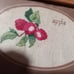 Vintage cross stitch cross pattern apple needle point work with old frame