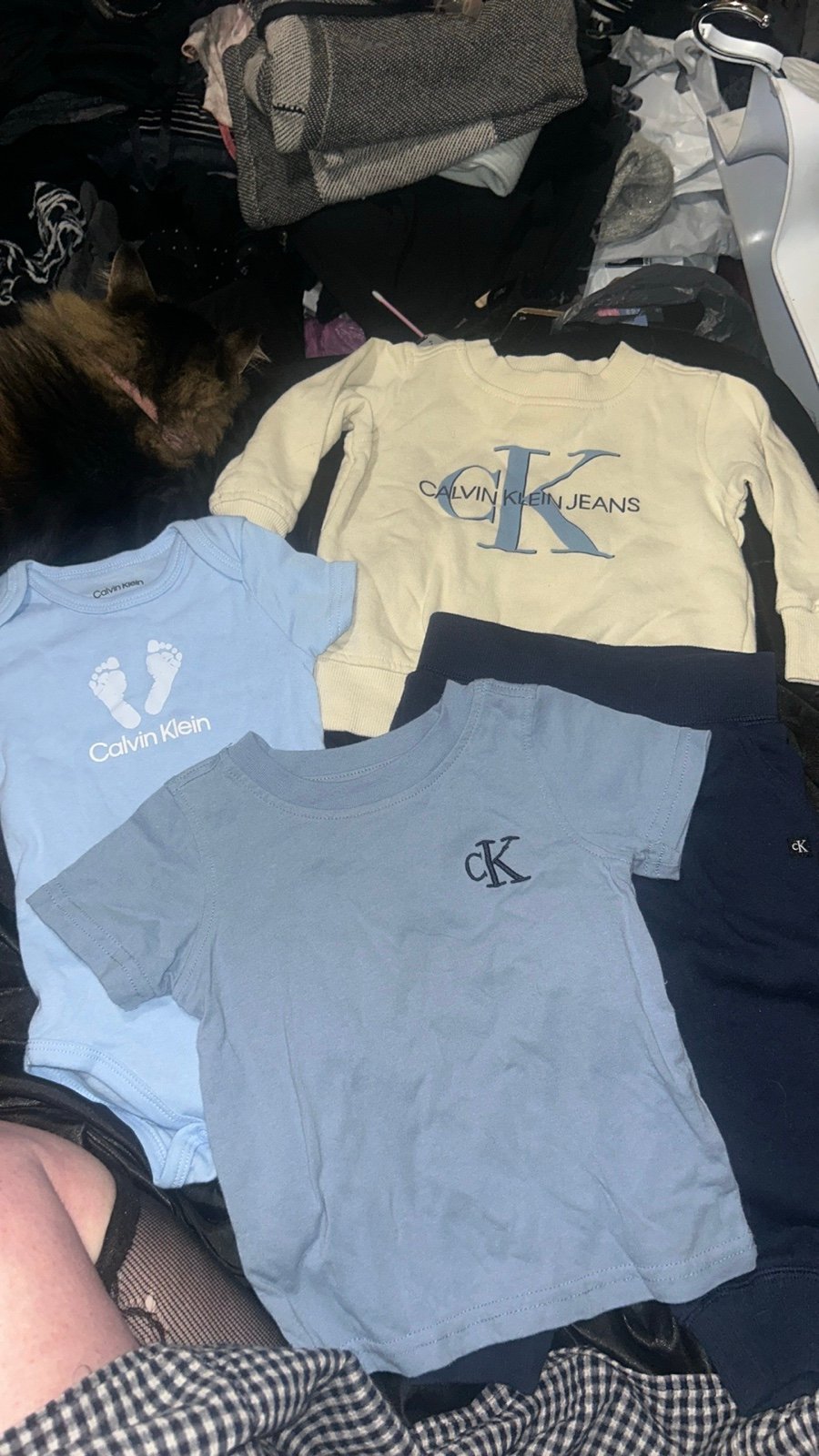 3 Piece Calvin Klein Set & CK Onesie (Like New)