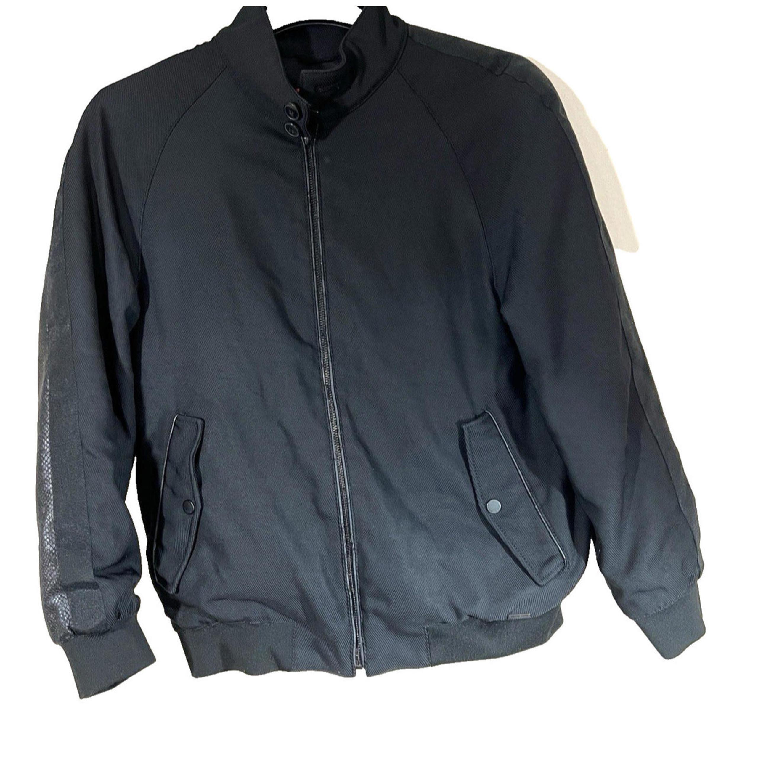 HUGO BOSS Men's Black Windbreaker  Bomber Jacket Red Label  Vegan Snakeskin