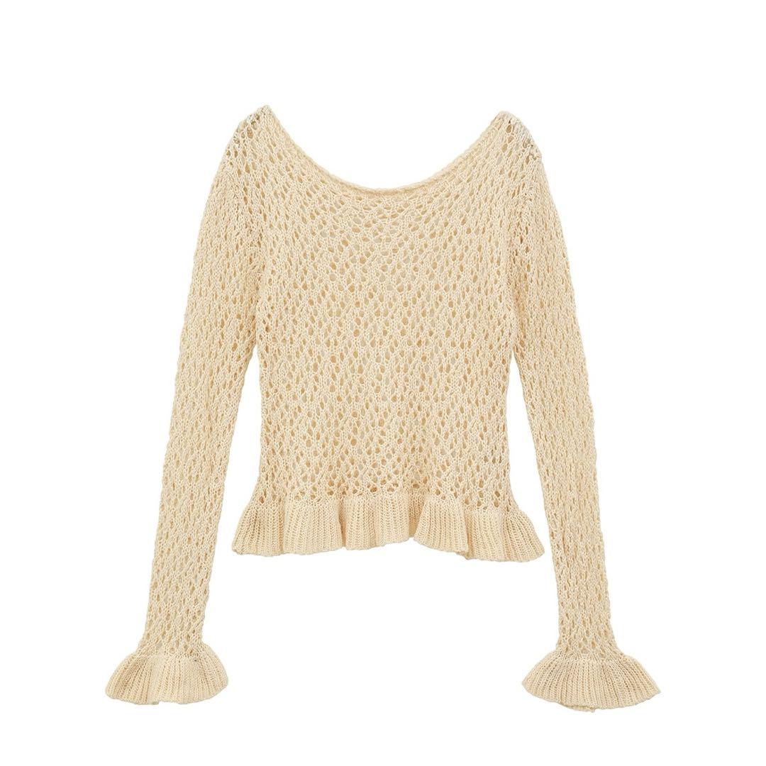 トップス CLANE BOAT NECK CROCHET KNIT TOPS BOAT NECK CROCHET KNIT TOPS（ニット/セーター）｜CLANE