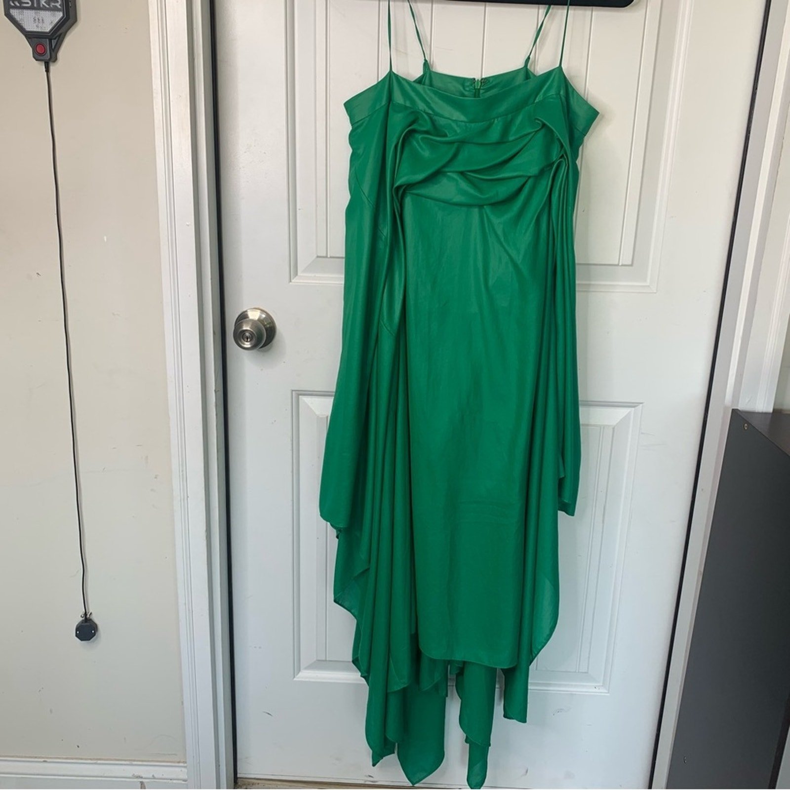 By Malene Birger holiday green drape ruched high low dress size 38 lagenlook