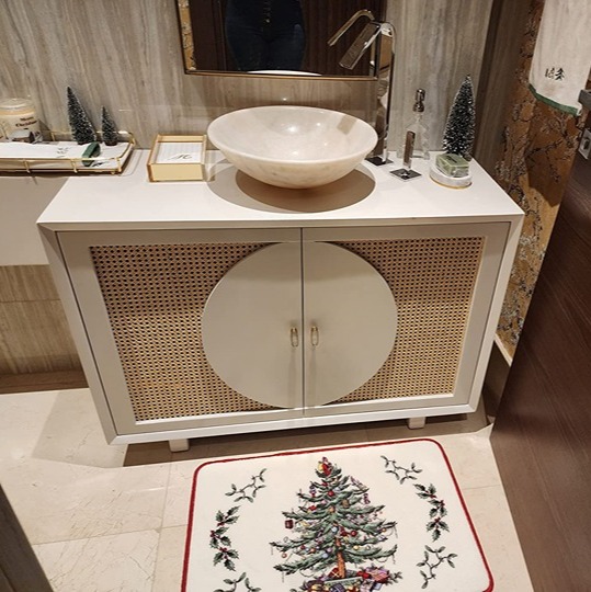 Spode - Bath Mat, Cotton Bath Rug, Holiday Bathroom Decor Christmas Tree Collect