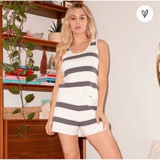 Lulus The Lounge Lifestyle Striped Knit Top And Shorts Set Size L XL NEW