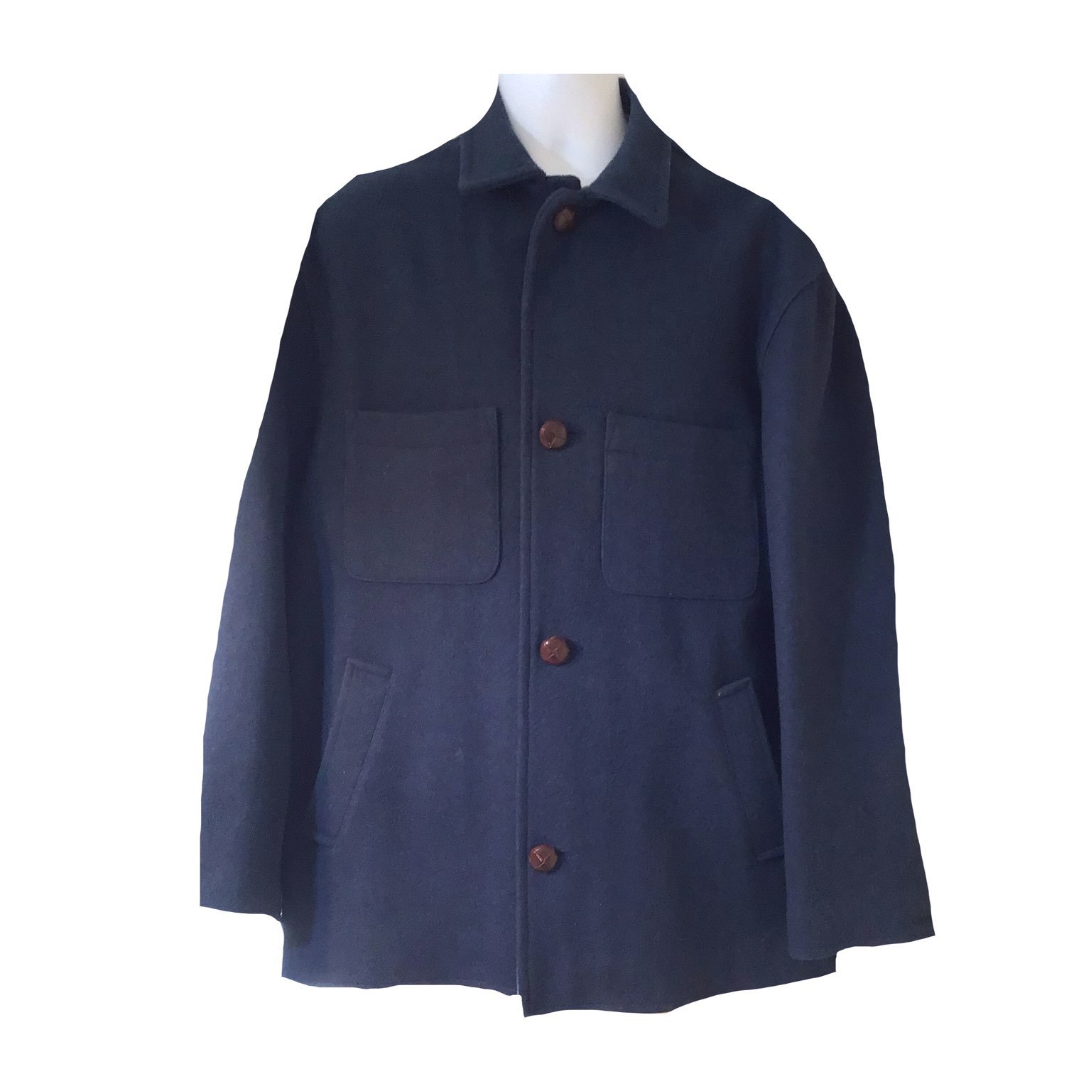 Navy Coat Perry Ellis 80% Wool