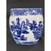 VICTORIA WARE IRONSTONE FLOW BLUE AND WHITE COOKIE JAR / BISCUIT JAR 9.5 TALL
