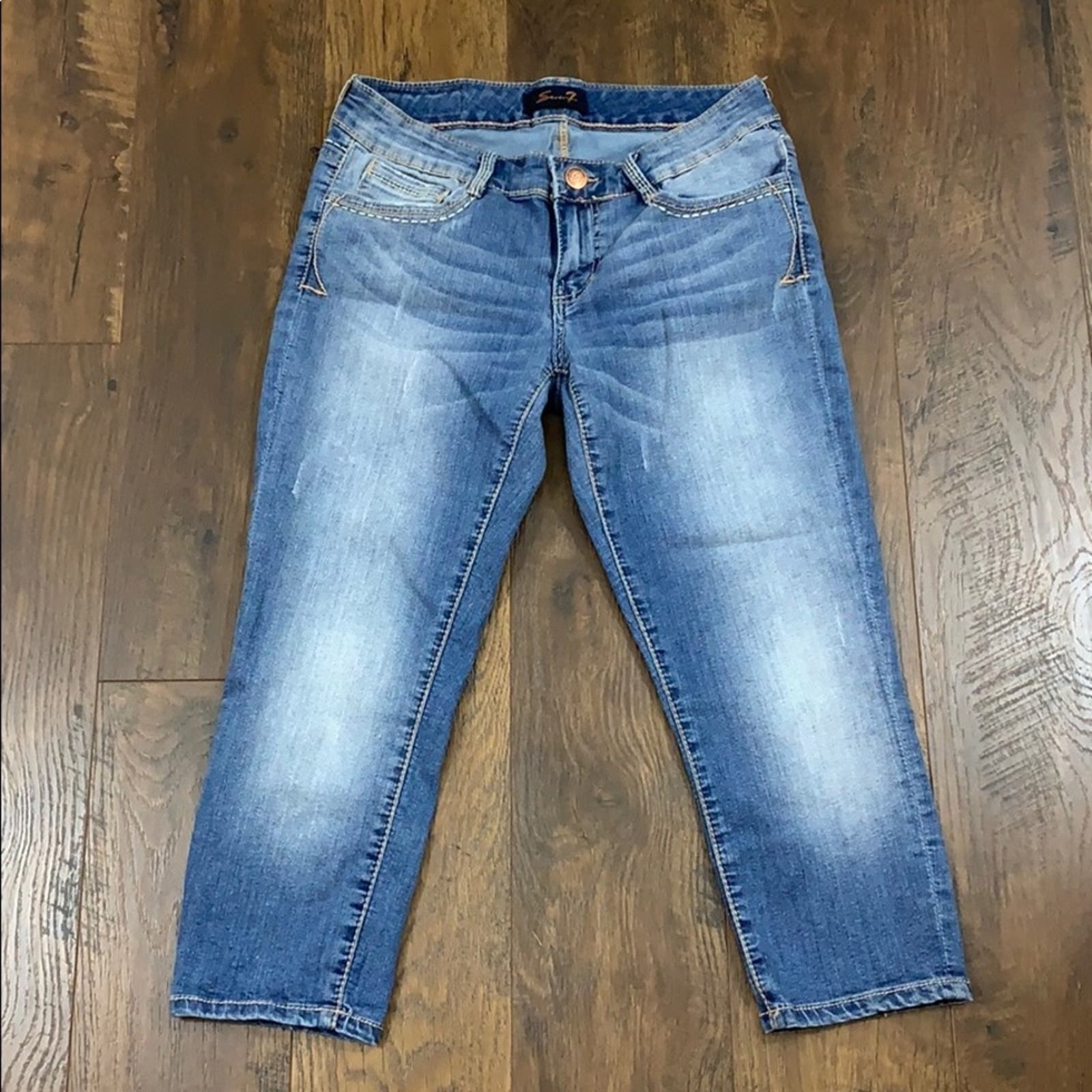 Seven7 Thick Stitched Crop Light Jeans