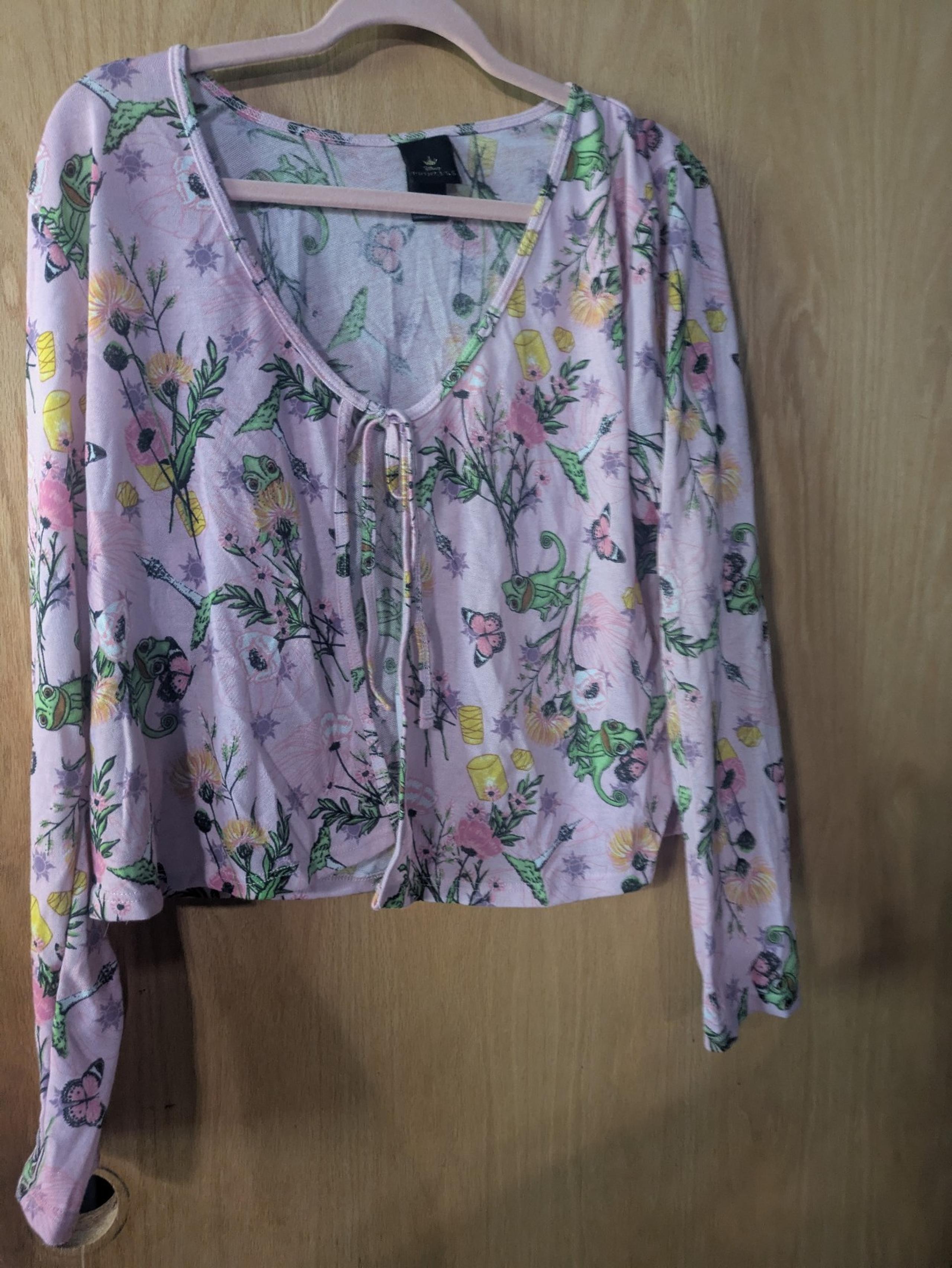 Disney her Universe Tangled Rapunzel tie front top blouse cardigan over shirt