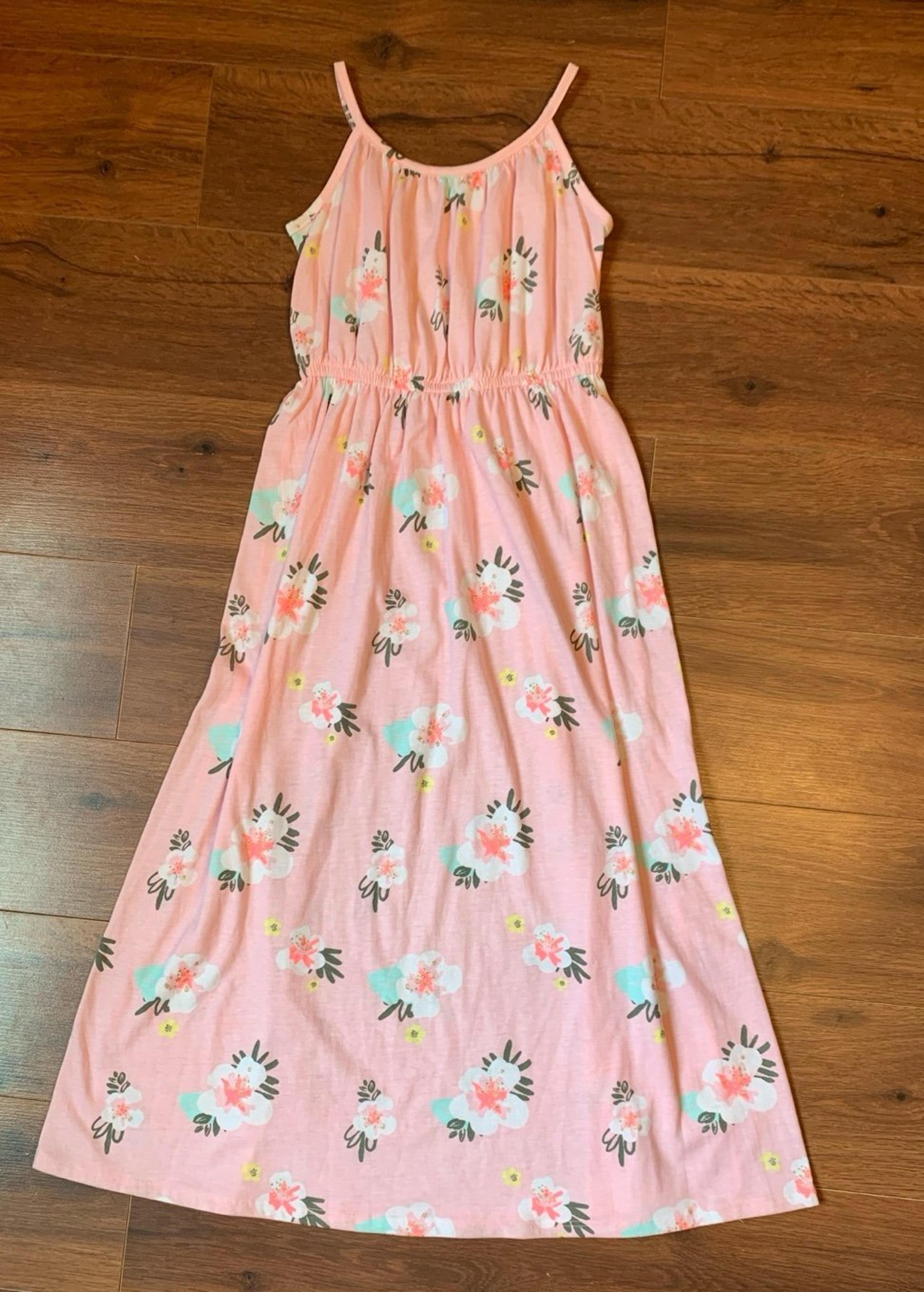 Jumping Beans Girls Floral Maxi Dress Size 7 Lt Pink Glittery Gold Flowers