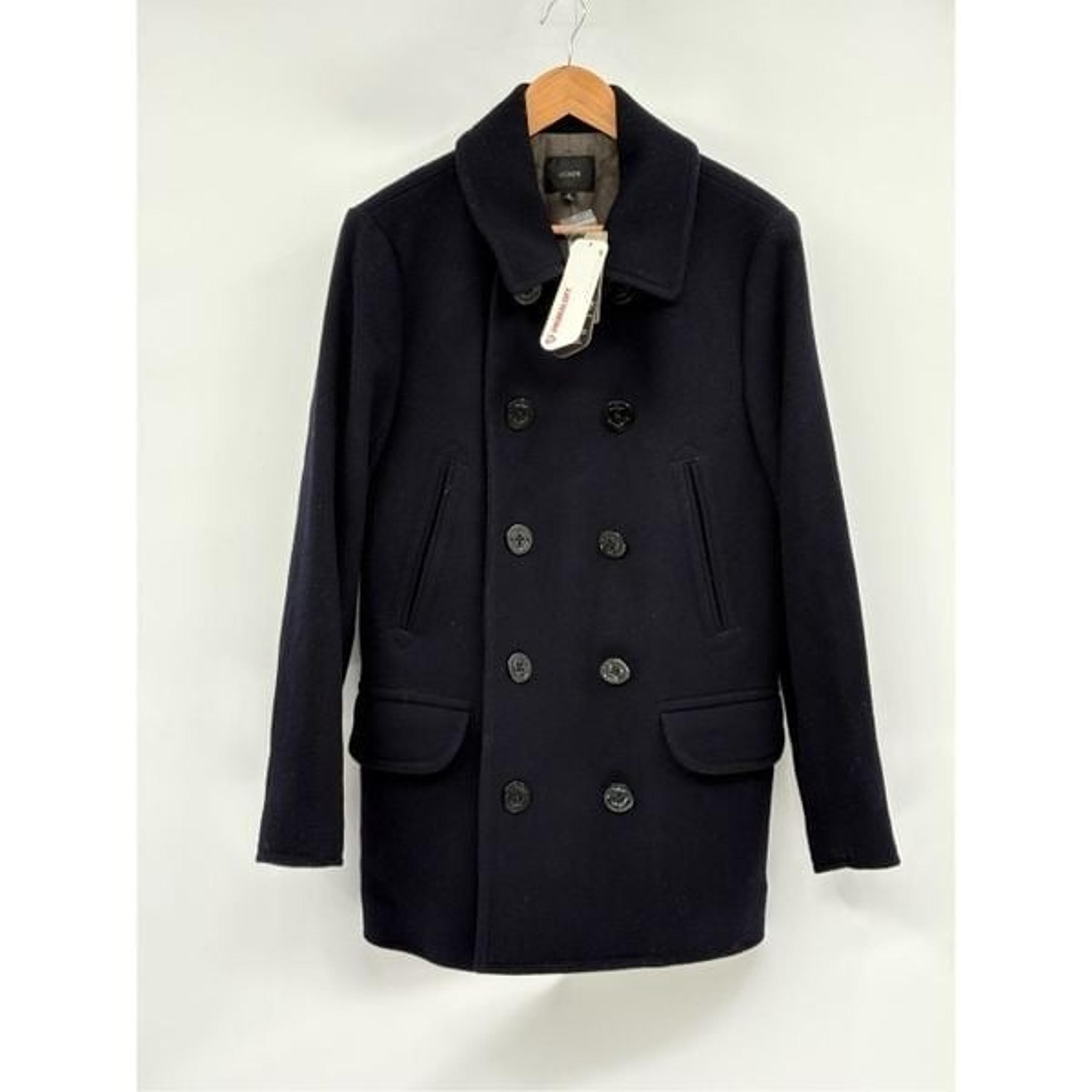 New J. Crew Peacoat Dock Primaloft Wool Blend Men Small Navy Blue Double Breast