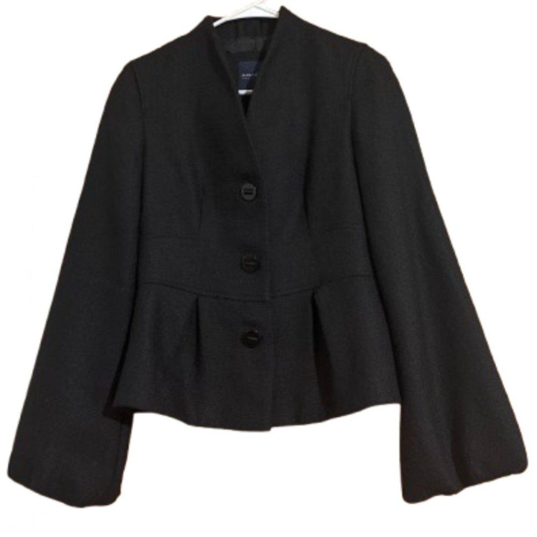 Magaschoni Black Peplum Wide Sleeve Blazer Jacket w/ a Bow in the Back Sz-XS-S