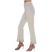 FRINGE HEM STRETCH FLARE PANTS 67108-67018-STONE-2 Medium