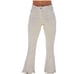 FRINGE HEM STRETCH FLARE PANTS 67108-67018-STONE-2 Medium