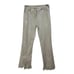 FRINGE HEM STRETCH FLARE PANTS 67108-67018-STONE-2 Medium