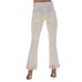 FRINGE HEM STRETCH FLARE PANTS 67108-67018-STONE-2 Medium