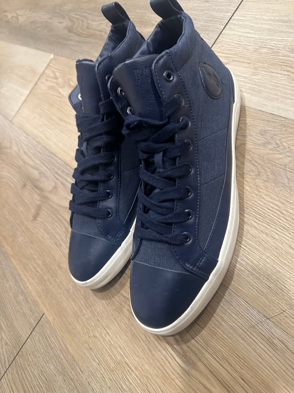 Polo Ralph Lauren Clarke High Top Fashion Canvas Sneaker Mens Size 12D Blue