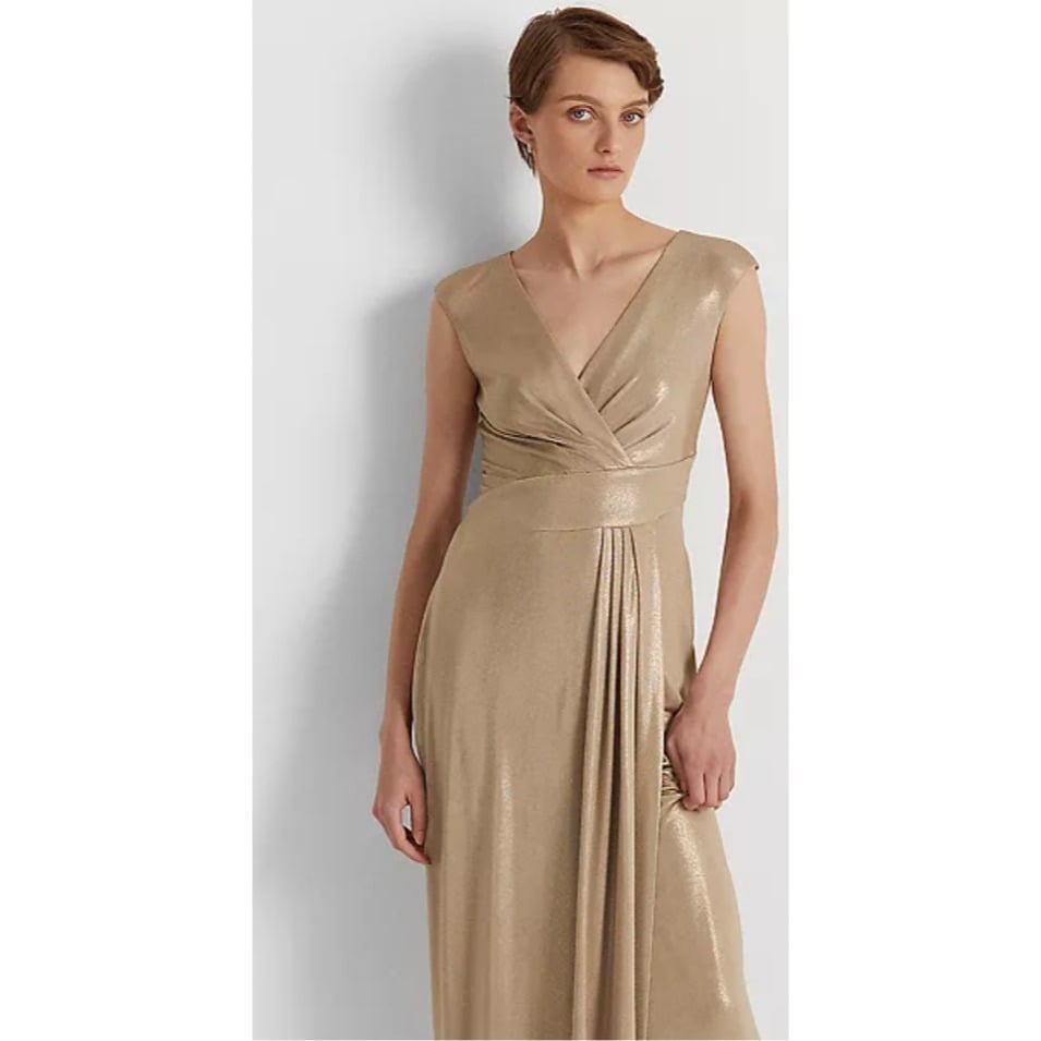 Lauren Ralph Lauren Gown Metallic Evening Dress Formal Party Size 4 NWT 298