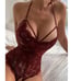 Floral Lace Scallop Trim Crotchless Lace Teddy Bodysuit L1