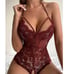 Floral Lace Scallop Trim Crotchless Lace Teddy Bodysuit L1