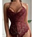 Floral Lace Scallop Trim Crotchless Lace Teddy Bodysuit L1